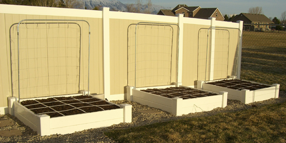 12 inch (double vinyl rails) square foot garden boxes